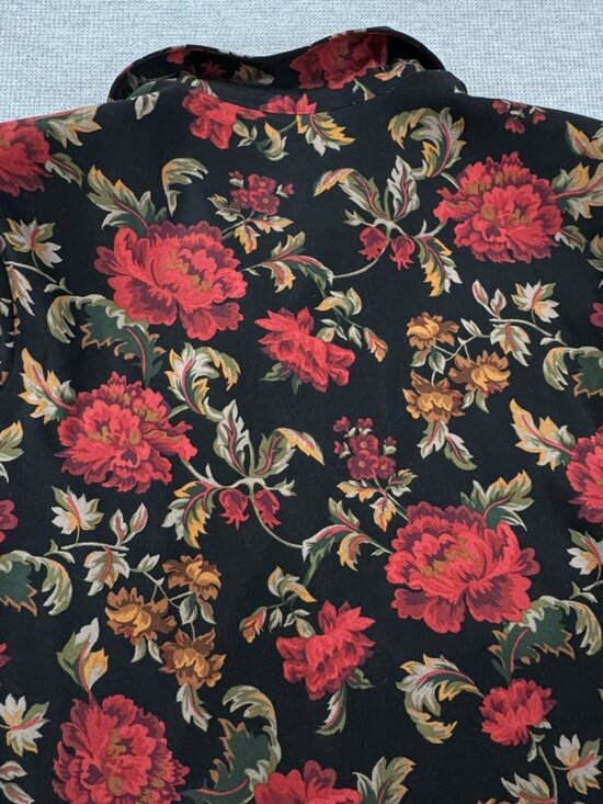 Briggs New York Jacket Womens Size 2X Black Red Floral Button Up Lightweight - Picture 8 of 15